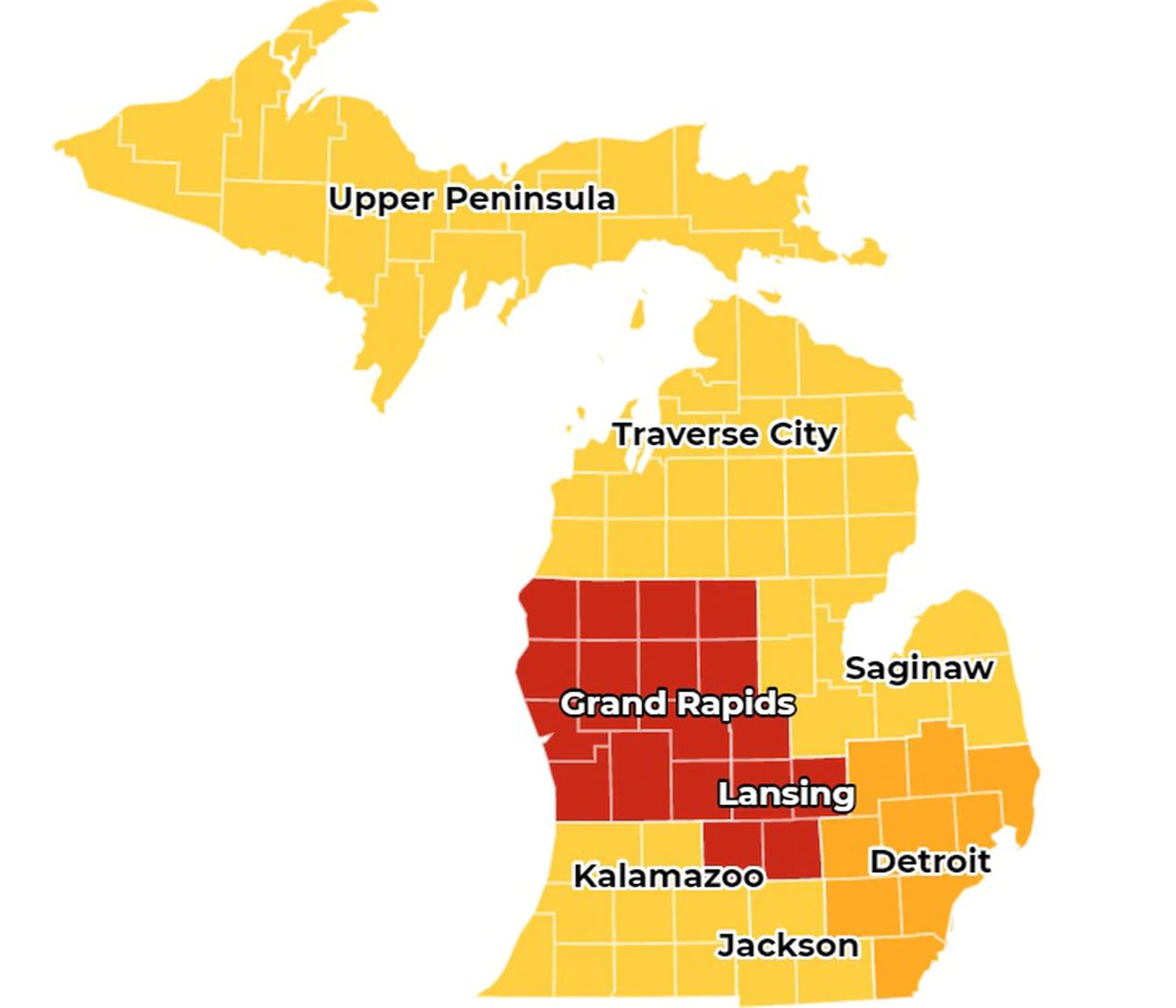 Grand Rapids downgraded to ‘high risk’ for coronavirus control, other regions also drop